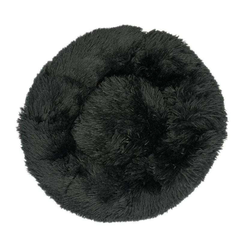 Mufaal.com calming donut pet bed for dogs and cats, ultra-soft plush, washable anti-anxiety bed with cushioned edges for comfort
