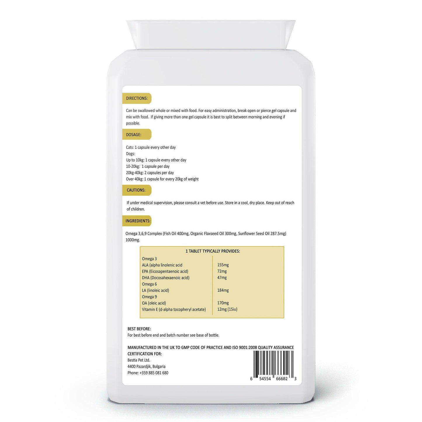 Omega 3 - 6 - 9 Dog Supplement Capsules – Skin, Coat & Immune Support for Large Breeds (120 Softgels) for sale - High quality Supplements | Mufaal.com
