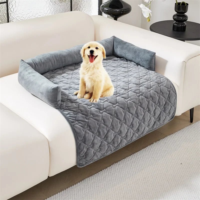 Soft 2-in-1 dog sofa bed and blanket by Mufaal.com, anti-anxiety pet mat for couch or floor, with plush, cozy fabric.