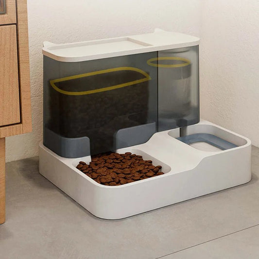 Automatic 2-in-1 pet food and water dispenser for cats and small dogs, anti-spill bowl from Mufaal.com