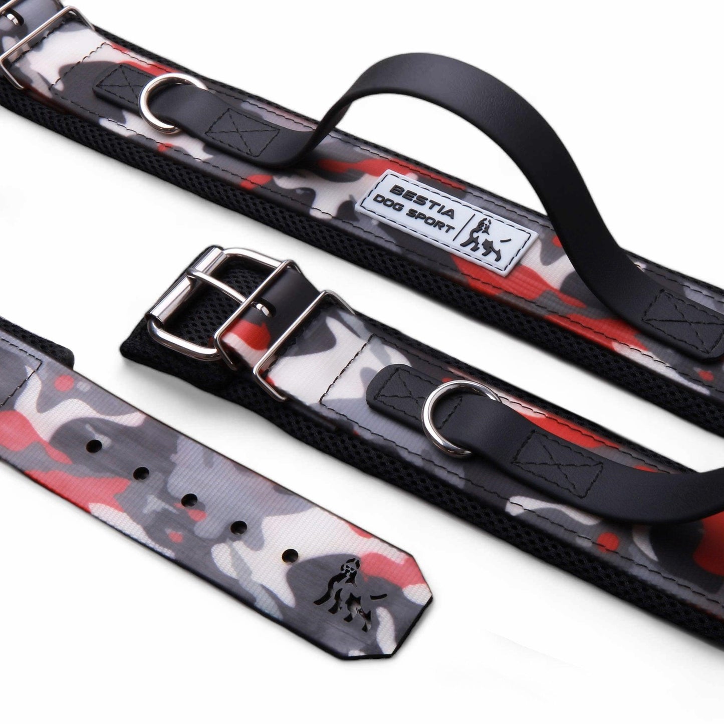 BESTIA DOG SPORT HANDLE COLLAR RED CAMO for sale - High quality Training gear | Mufaal.com