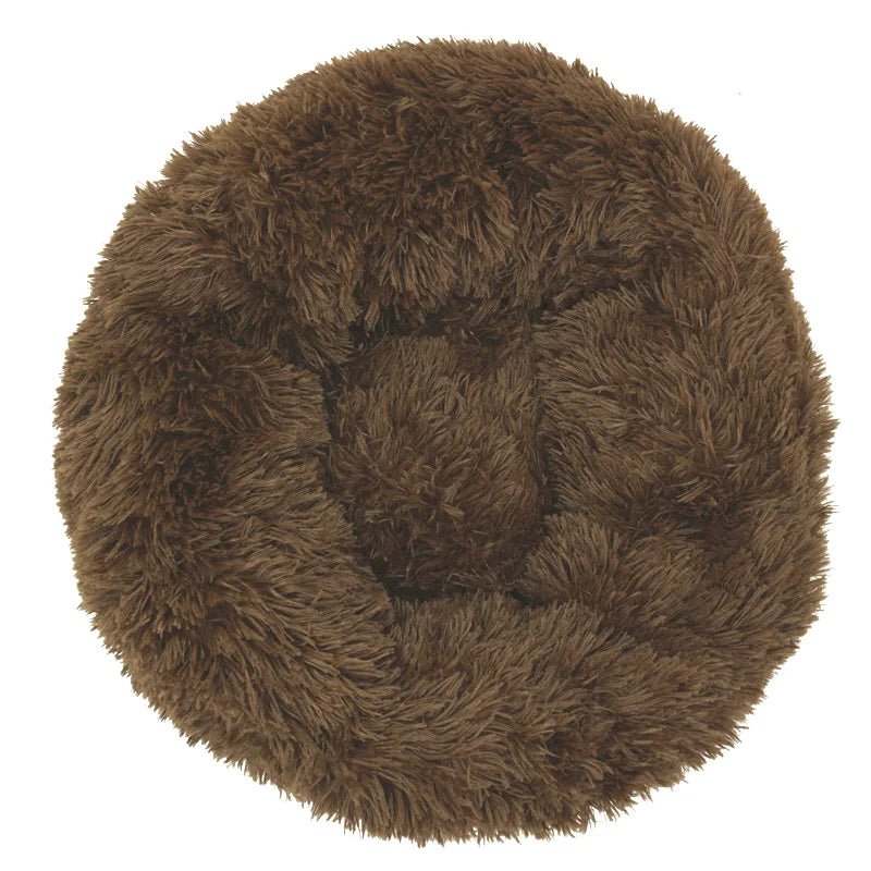 Soft, washable Calming Donut Pet Bed by Mufaal.com, plush anti-anxiety bed for dogs and cats with a cozy, cushioned design.