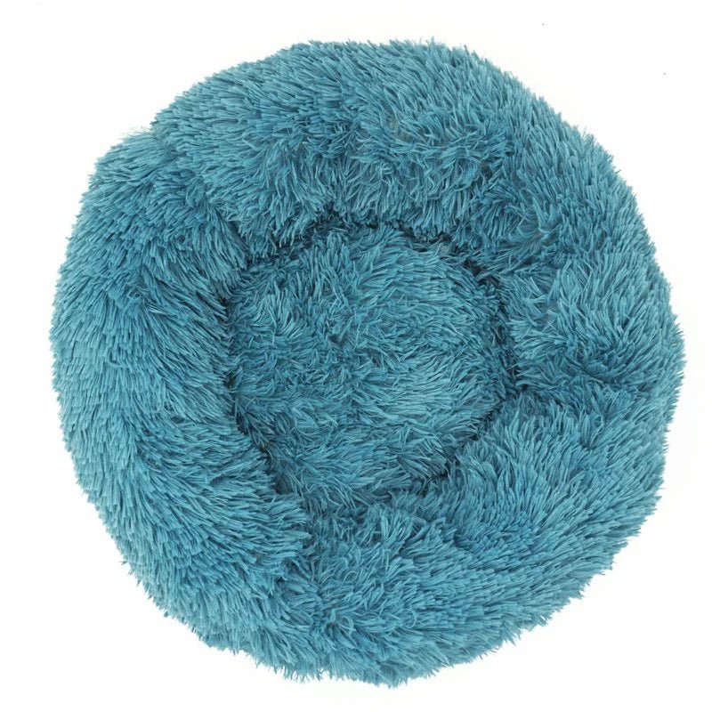 Ultra-soft Mufaal.com calming donut pet bed for dogs and cats, plush, washable anti-anxiety bed with raised edges for comfort