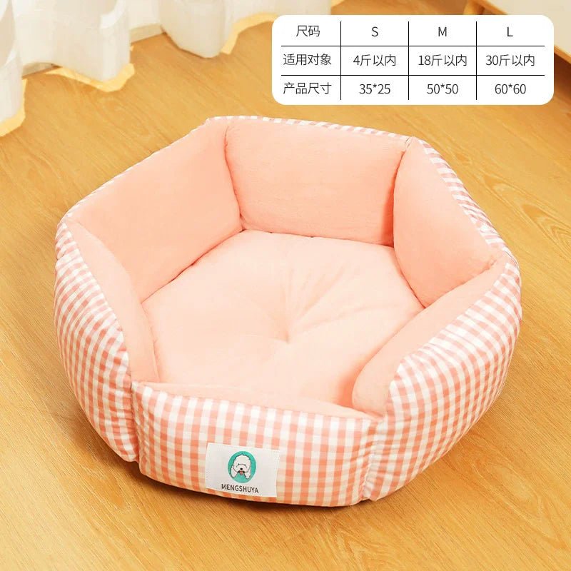 Ultra-soft plush cozy cat and small dog bed with warm, anti-anxiety design for comfort and restful sleep.