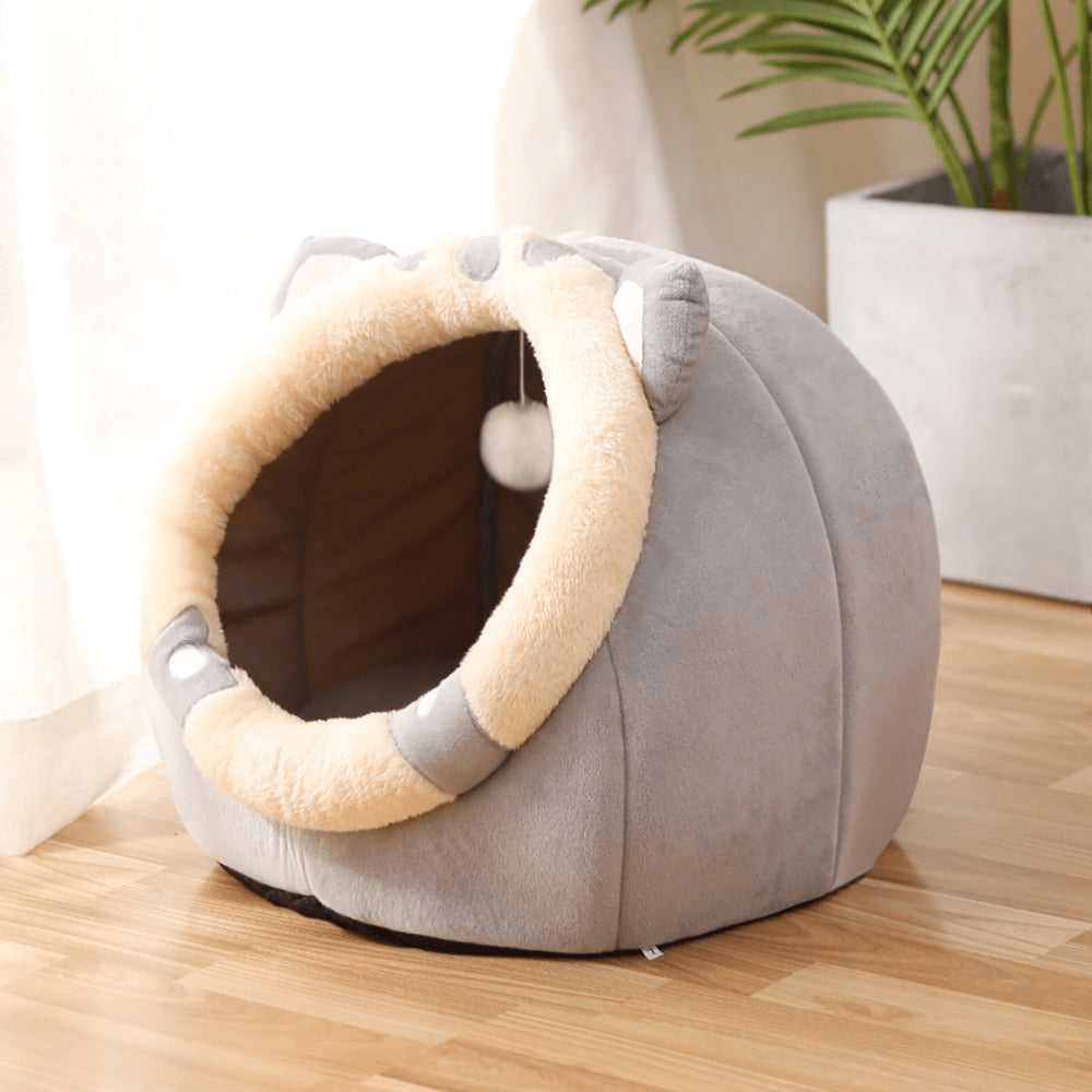Cozy Semi - Enclosed Cat Bed – Soft Plush Cat Nest House, Warm & Breathable Pet Bed, Secure Sleeping Cave for Indoor Cats (Rabbit & Cartoon Designs, Multiple Sizes) for sale - High quality | Mufaal.com