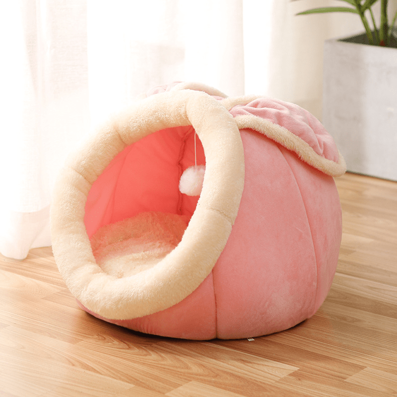 Cozy Semi - Enclosed Cat Bed – Soft Plush Cat Nest House, Warm & Breathable Pet Bed, Secure Sleeping Cave for Indoor Cats (Rabbit & Cartoon Designs, Multiple Sizes) for sale - High quality | Mufaal.com