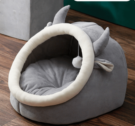 Cozy Semi - Enclosed Cat Bed – Soft Plush Cat Nest House, Warm & Breathable Pet Bed, Secure Sleeping Cave for Indoor Cats (Rabbit & Cartoon Designs, Multiple Sizes) for sale - High quality | Mufaal.com