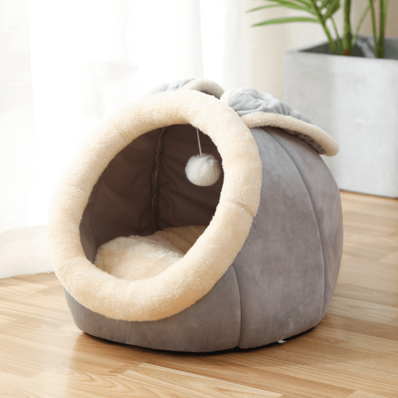 Cozy Semi - Enclosed Cat Bed – Soft Plush Cat Nest House, Warm & Breathable Pet Bed, Secure Sleeping Cave for Indoor Cats (Rabbit & Cartoon Designs, Multiple Sizes) for sale - High quality | Mufaal.com