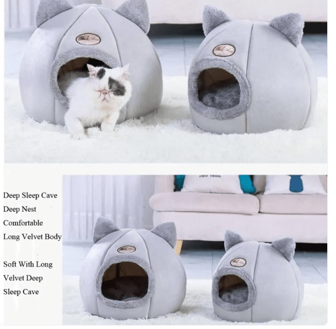 CozyNest Large Winter Cat Sofa Bed – Fully Enclosed Warm Cat House, Plush Insulated Cat Bed, Cozy Pet Sofa for Indoor Cats, Cold - Proof Sleeping Nest for sale - High quality | Mufaal.com