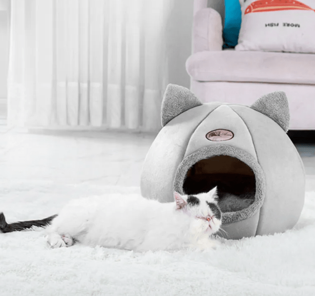 CozyNest Large Winter Cat Sofa Bed – Fully Enclosed Warm Cat House, Plush Insulated Cat Bed, Cozy Pet Sofa for Indoor Cats, Cold - Proof Sleeping Nest for sale - High quality | Mufaal.com