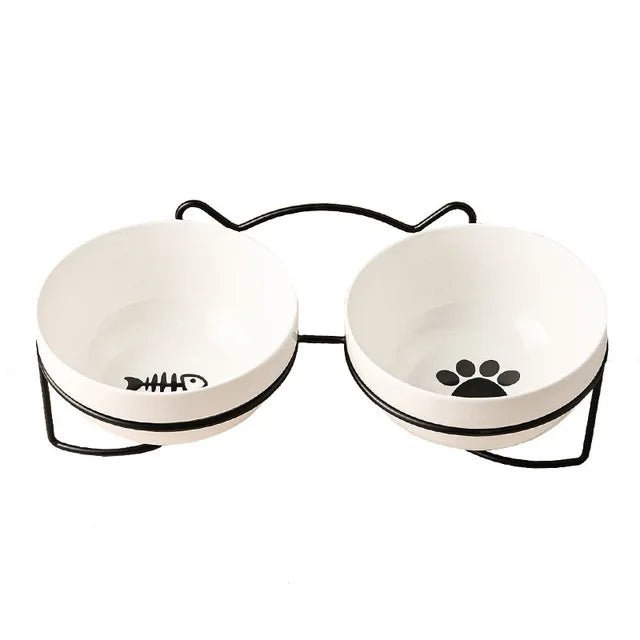 Elevated ceramic pet bowl by Mufaal.com for cats and small dogs, featuring ergonomic design and anti-spill features.