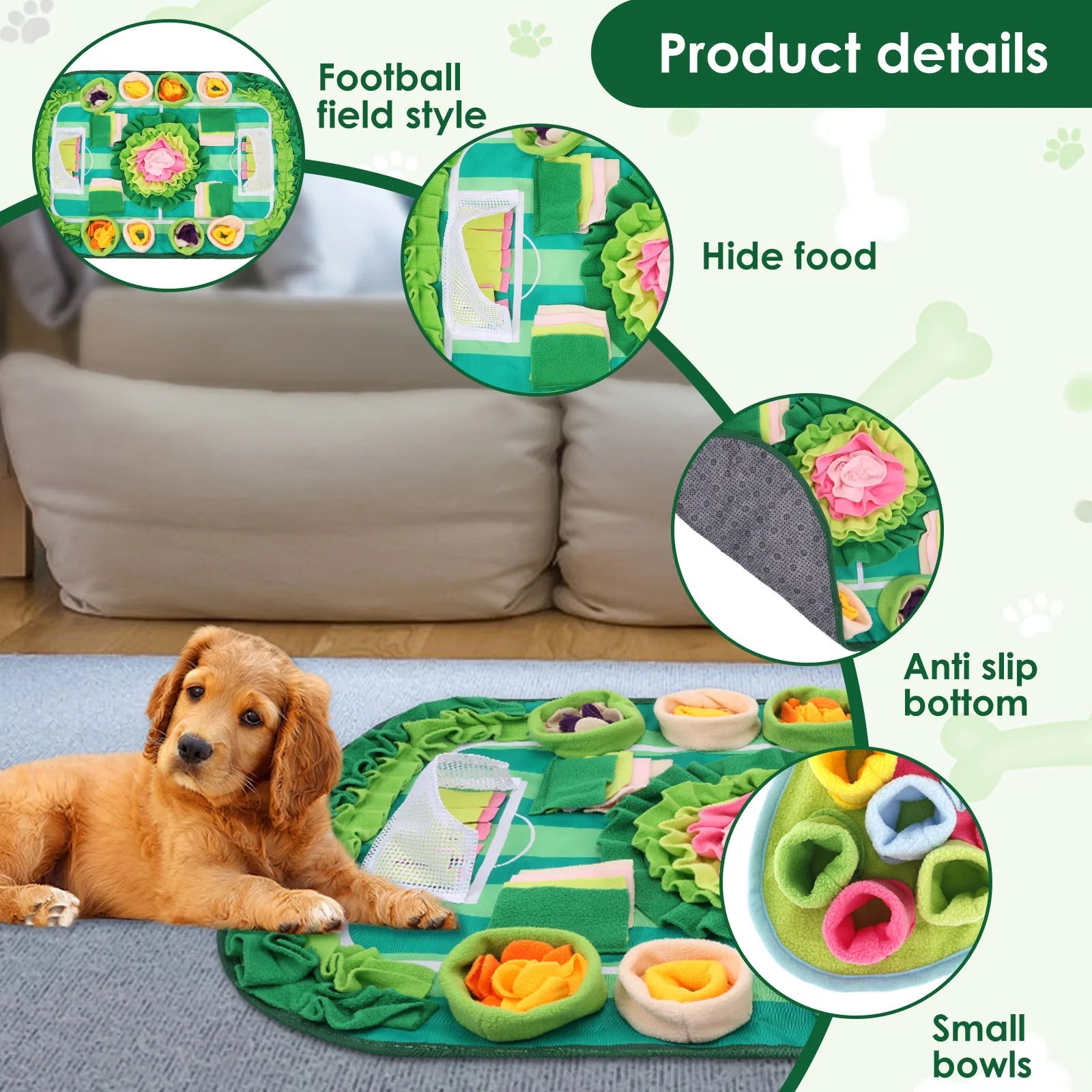 Large Dog Snuffle Mat – Interactive Feeding Puzzle for Mental Stimulation & Slow Eating (77x50cm) for sale - High quality | Mufaal.com