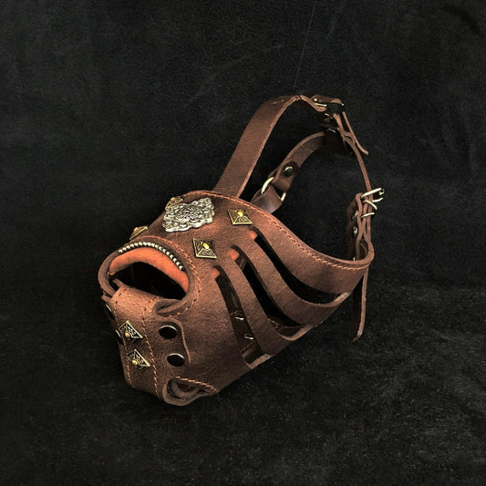 Luxury Leather Dog Muzzle – Adjustable Basket Design with Soft Padding for Large & Powerful Breeds for sale - High quality Muzzles | Mufaal.com