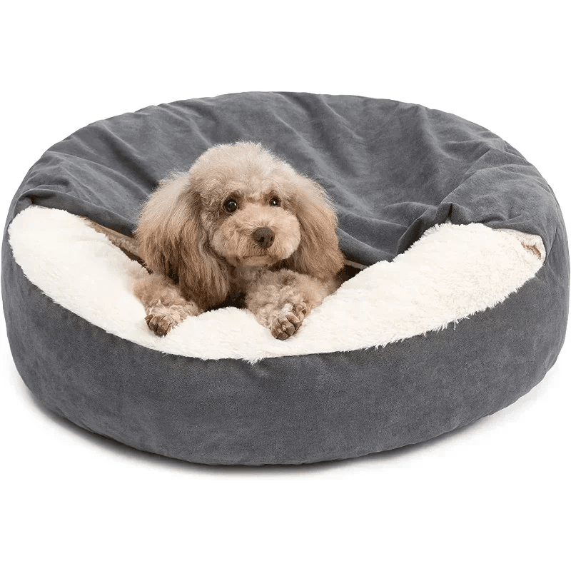 Luxury plush dog bed by Mufaal.com, ultra-soft calming sofa with anti-slip base for medium and large dogs, washable and comfortable.