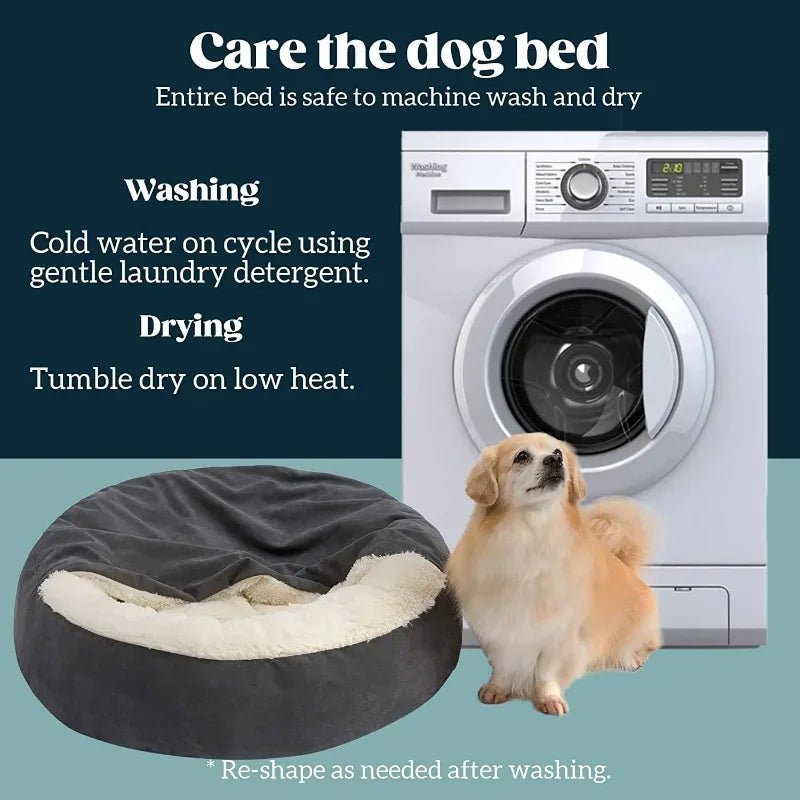 Luxury plush dog bed by Mufaal.com, ultra-soft calming sofa for medium and large dogs with anti-slip bottom and washable cover.