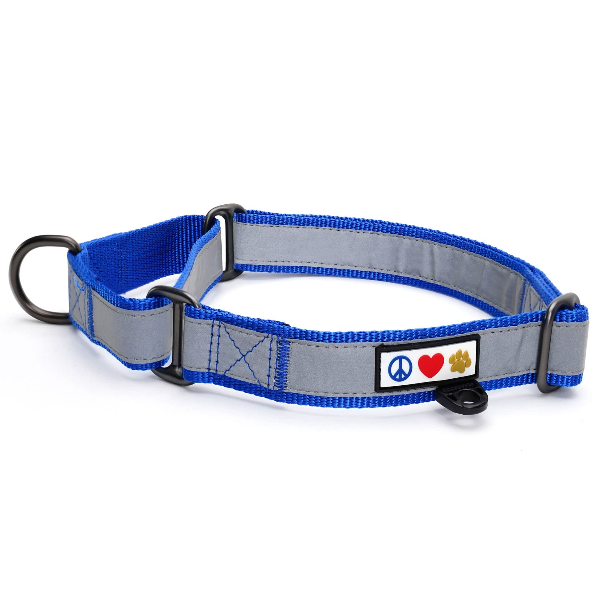 Adjustable Mufaal.com martingale dog collar with reflective design, no-pull training collar, secure fit for walking and training.