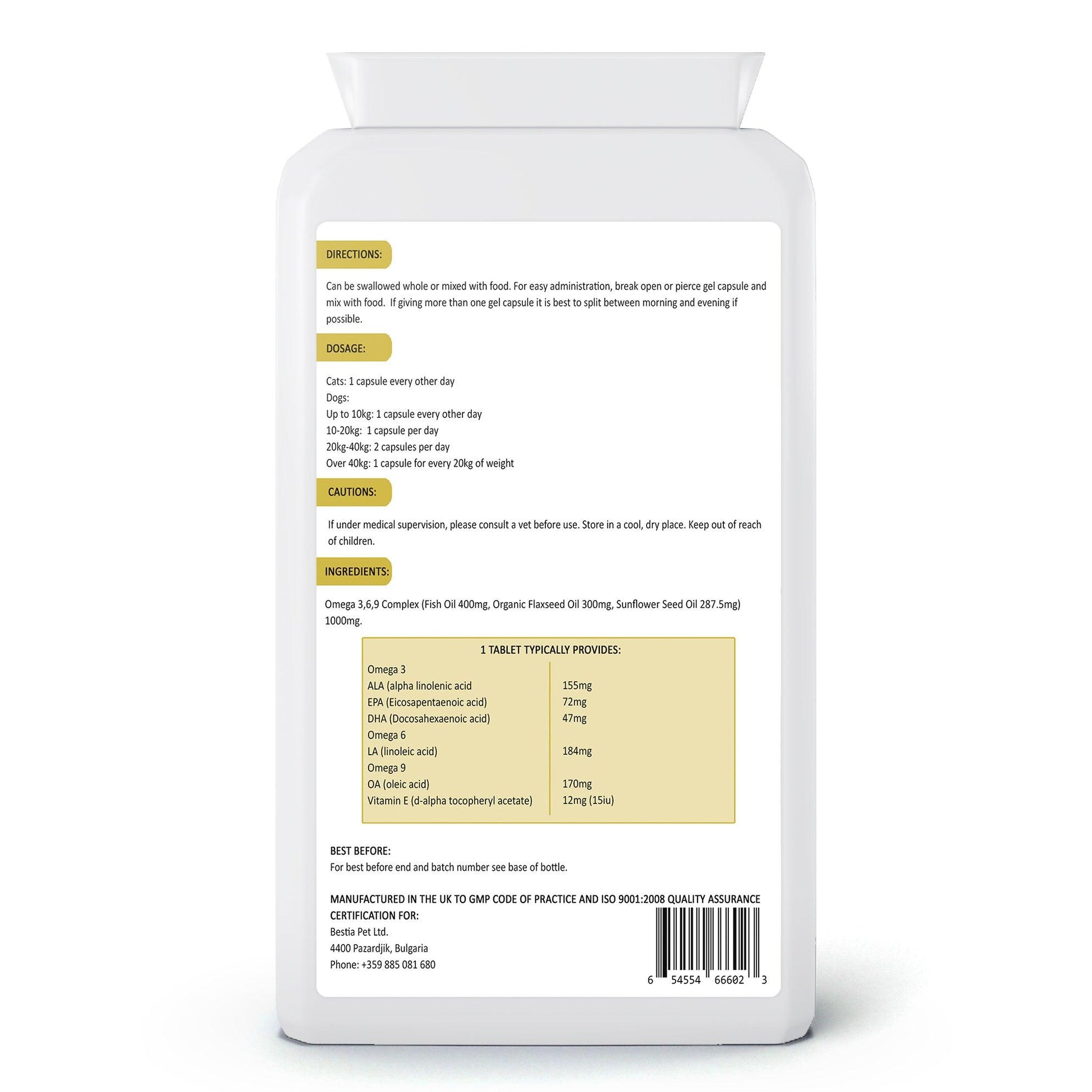 Omega 3 - 6 - 9 Dog Supplement Capsules – Skin, Coat & Immune Support for Large Breeds (120 Softgels) for sale - High quality Supplements | Mufaal.com