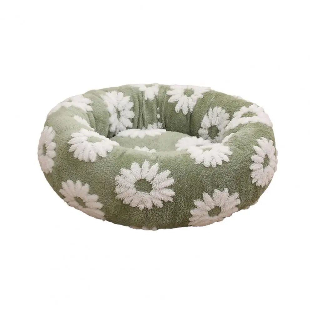 Soft plush pet nest bed with raised edges for dogs and cats, providing comfort and support for cozy relaxation.