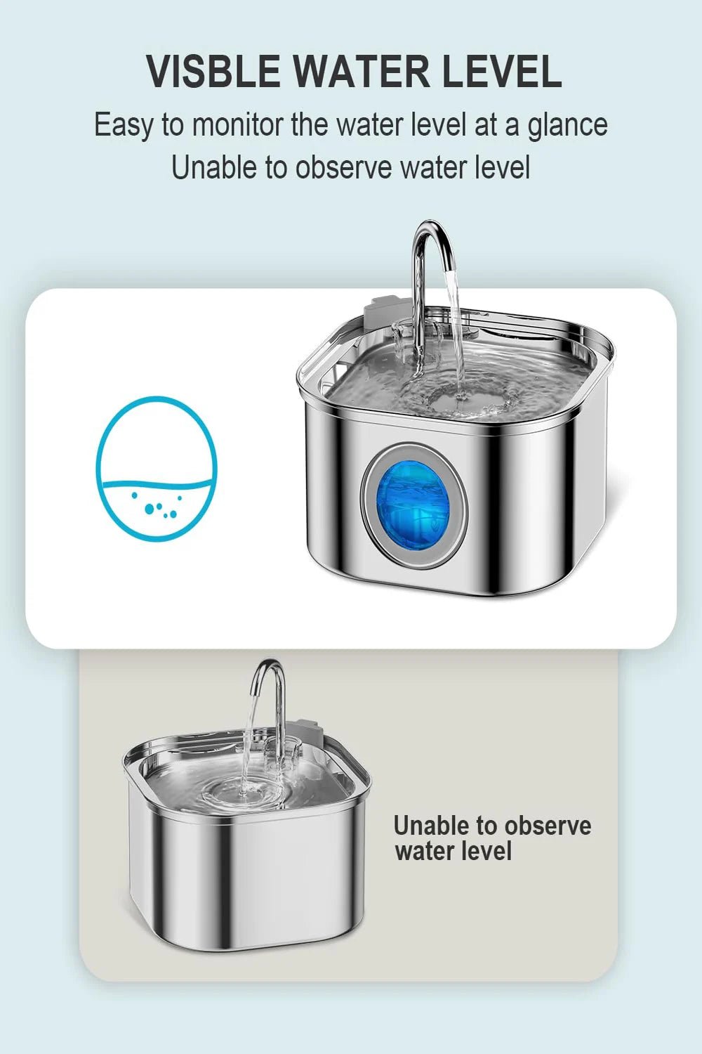 Stainless Steel Cat Water Fountain 3.2L – Ultra Quiet Pet Fountain with Double Filtration System for sale - High quality | Mufaal.com