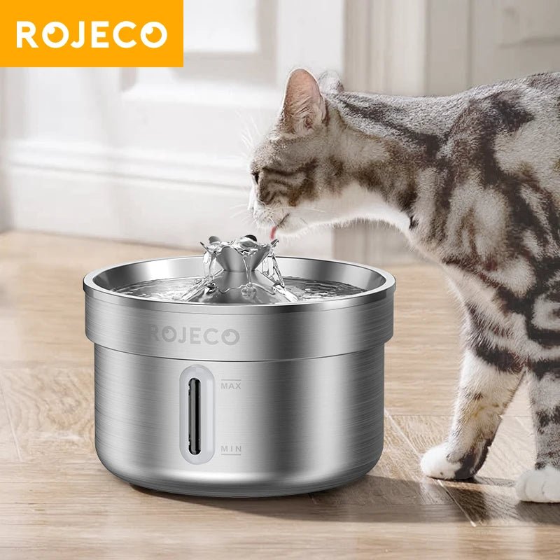 Stainless Steel Cat Water Fountain – Automatic Pet Water Dispenser 2L (Ultra Quiet, Filtered) for sale - High quality | Mufaal.com