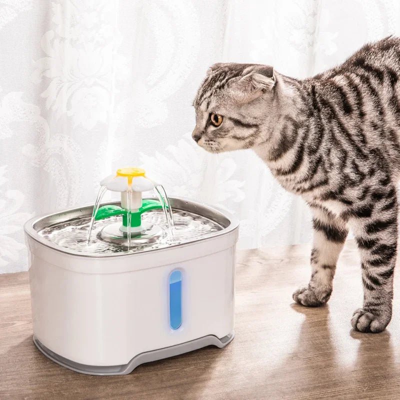 Stainless Steel Cat Water Fountain with LED – Ultra Quiet Automatic Pet Fountain with 360° Flow & Filtration System for sale - High quality | Mufaal.com