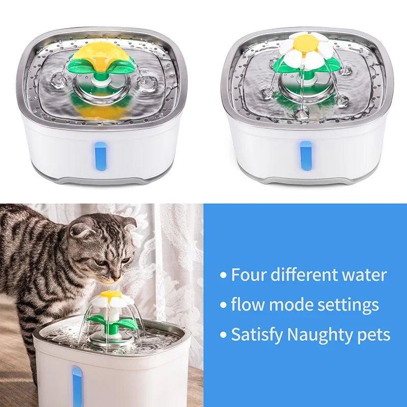 Stainless Steel Cat Water Fountain with LED – Ultra Quiet Automatic Pet Fountain with 360° Flow & Filtration System for sale - High quality | Mufaal.com