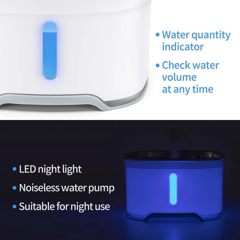 Stainless Steel Cat Water Fountain with LED – Ultra Quiet Automatic Pet Fountain with 360° Flow & Filtration System for sale - High quality | Mufaal.com