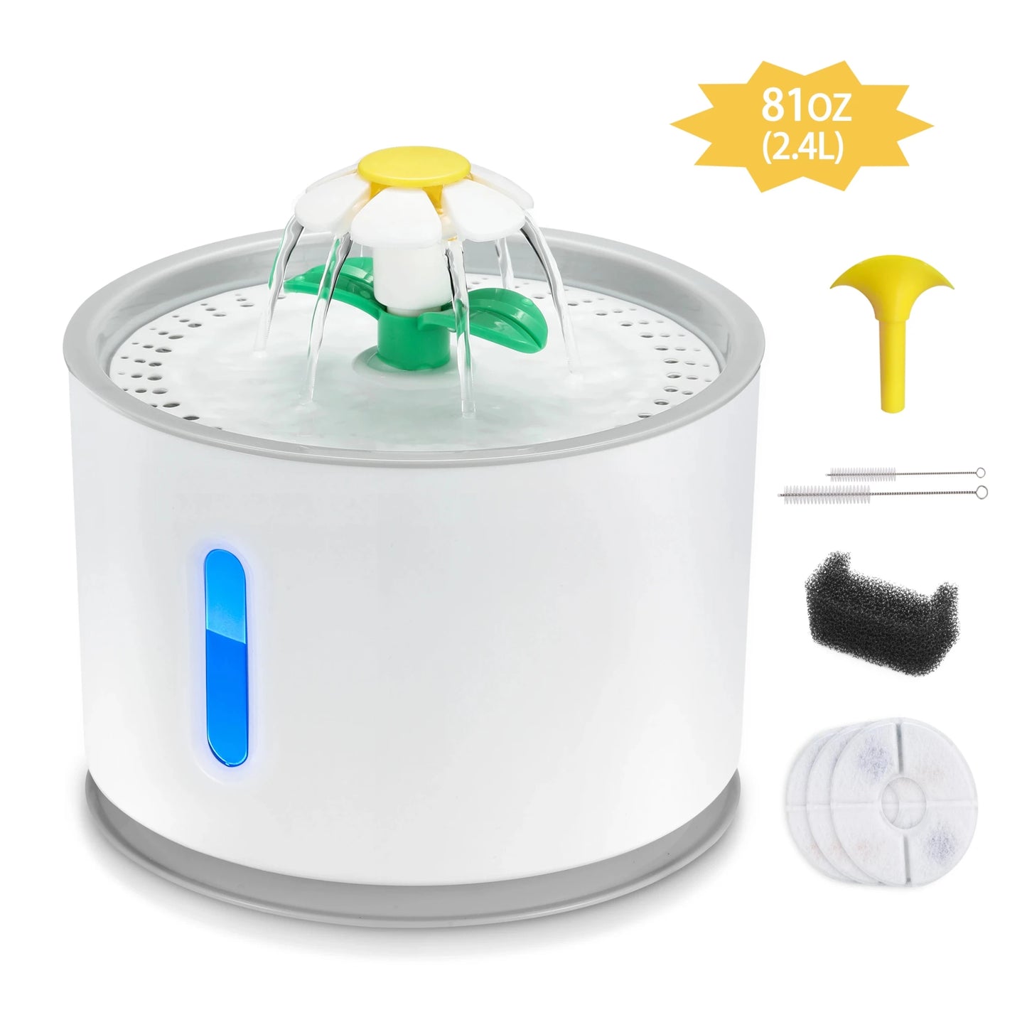Stainless Steel Cat Water Fountain with LED – Ultra Quiet Automatic Pet Fountain with 360° Flow & Filtration System for sale - High quality | Mufaal.com