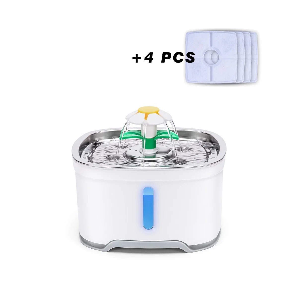 Stainless Steel Cat Water Fountain with LED – Ultra Quiet Automatic Pet Fountain with 360° Flow & Filtration System for sale - High quality | Mufaal.com