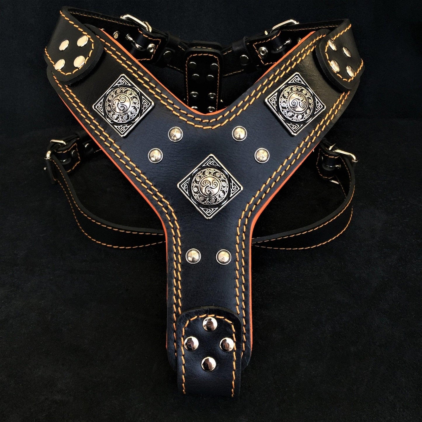 The "Eros" harness Black & Orange for sale - High quality Harnesses | Mufaal.com