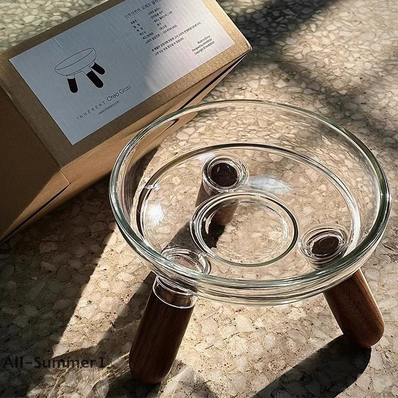 Transparent elevated cat bowl by Mufaal.com, ergonomic anti-spill feeder designed for healthy digestion and easy feeding.