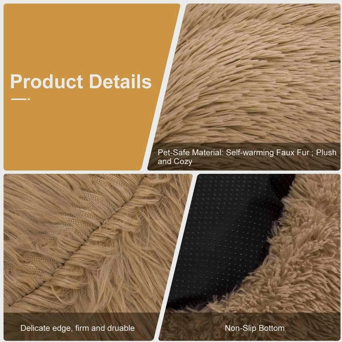 Ultra-soft donut pet bed by Mufaal.com featuring plush fabric and raised edges, ideal for calming dogs and cats.